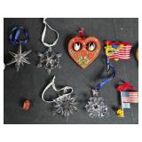 Collection of Assorted Holiday Ornaments Including Santas, Patriotic, and Crystal Designs Collection of Assorted Holiday Ornaments Including Santas, Patriotic, and Crystal Designs