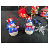 Collection of Assorted Holiday Ornaments Including Santas, Patriotic, and Crystal Designs Collection of Assorted Holiday Ornaments Including Santas, Patriotic, and Crystal Designs