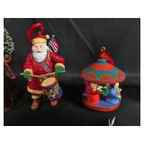 Collection of Assorted Holiday Ornaments Including Santas, Patriotic, and Crystal Designs Collection of Assorted Holiday Ornaments Including Santas, Patriotic, and Crystal Designs