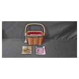 Set of 3 Longaberger Handwoven Baskets with Liners and Collectible Inserts Set of 3 Longaberger Handwoven Baskets with Liners and Collectible Inserts