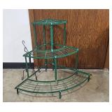 Metal Tiered Plant Stand and Black Wrought Iron Stand Metal Tiered Plant Stand and Black Wrought Iron Stand