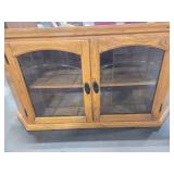 Riley Holliday Corner Oak TV Stand with Glass Doors 47x26x24 in - left handle is loose Riley Holliday Corner Oak TV Stand with Glass Doors 47x26x24 in - left handle is loose