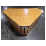 Riley Holliday Corner Oak TV Stand with Glass Doors 47x26x24 in - left handle is loose Riley Holliday Corner Oak TV Stand with Glass Doors 47x26x24 in - left handle is loose
