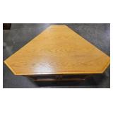 Riley Holliday Corner Oak TV Stand with Glass Doors 47x26x24 in - left handle is loose Riley Holliday Corner Oak TV Stand with Glass Doors 47x26x24 in - left handle is loose
