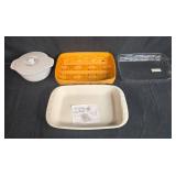 Chantal Ceramic Baker and Covered Dish with Basket and Plastic Tray Chantal Ceramic Baker and Covered Dish with Basket and Plastic Tray