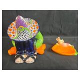 Ceramic Sleeping Mexican Figurine and Bunny Carrot Dish Set Ceramic Sleeping Mexican Figurine and Bunny Carrot Dish Set