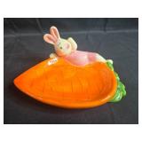 Ceramic Sleeping Mexican Figurine and Bunny Carrot Dish Set Ceramic Sleeping Mexican Figurine and Bunny Carrot Dish Set