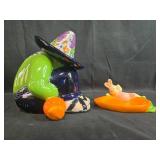 Ceramic Sleeping Mexican Figurine and Bunny Carrot Dish Set Ceramic Sleeping Mexican Figurine and Bunny Carrot Dish Set