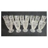 Set of Vintage Depression Glass Footed Dessert Glasses with Floral Pattern - "Iris" Set of Vintage Depression Glass Footed Dessert Glasses with Floral Pattern - "Iris"