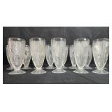 Set of Vintage Depression Glass Footed Dessert Glasses with Floral Pattern - "Iris" Set of Vintage Depression Glass Footed Dessert Glasses with Floral Pattern - "Iris"
