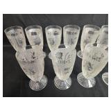 Set of Vintage Depression Glass Footed Dessert Glasses with Floral Pattern - "Iris" Set of Vintage Depression Glass Footed Dessert Glasses with Floral Pattern - "Iris"