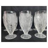 Set of Vintage Depression Glass Footed Dessert Glasses with Floral Pattern - "Iris" Set of Vintage Depression Glass Footed Dessert Glasses with Floral Pattern - "Iris"