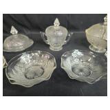 Set of Vintage Clear Pressed Depression Glass Bowls and Covered Dishes - "Iris" Set of Vintage Clear Pressed Depression Glass Bowls and Covered Dishes - "Iris"