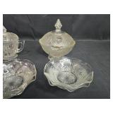 Set of Vintage Clear Pressed Depression Glass Bowls and Covered Dishes - "Iris" Set of Vintage Clear Pressed Depression Glass Bowls and Covered Dishes - "Iris"