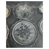 Set of Vintage Pressed Depression Glass Serving Bowls and Plates with Floral Motif - "Iris" Set of Vintage Pressed Depression Glass Serving Bowls and Plates with Floral Motif - "Iris"