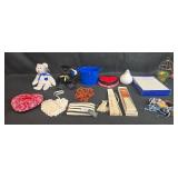 Assorted Home Decor and Collectibles Lot with Plush Bears, Fans, Candle Holder, and Accessories Assorted Home Decor and Collectibles Lot with Plush Bears, Fans, Candle Holder, and Accessories