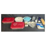 Assorted Kitchenware Lot with Bakeware, Grater, Coffee Filters, and Tableware Assorted Kitchenware Lot with Bakeware, Grater, Coffee Filters, and Tableware