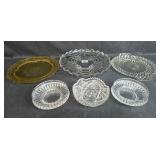 Collection of Vintage Pressed Depression Glass and Crystal Bowls and Platters Collection of Vintage Pressed Depression Glass and Crystal Bowls and Platters