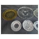 Collection of Vintage Pressed Depression Glass and Crystal Bowls and Platters Collection of Vintage Pressed Depression Glass and Crystal Bowls and Platters