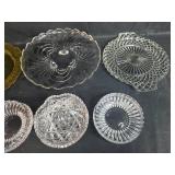 Collection of Vintage Pressed Depression Glass and Crystal Bowls and Platters Collection of Vintage Pressed Depression Glass and Crystal Bowls and Platters