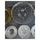 Collection of Vintage Pressed Depression Glass and Crystal Bowls and Platters Collection of Vintage Pressed Depression Glass and Crystal Bowls and Platters