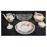 VTG Assorted Vintage Porcelain and Glass Tableware with Floral Designs Inc Silesia VTG Assorted Vintage Porcelain and Glass Tableware with Floral Designs Inc Silesia