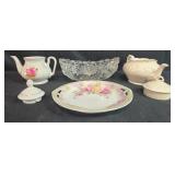 VTG Assorted Vintage Porcelain and Glass Tableware with Floral Designs Inc Silesia VTG Assorted Vintage Porcelain and Glass Tableware with Floral Designs Inc Silesia