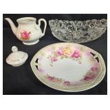 VTG Assorted Vintage Porcelain and Glass Tableware with Floral Designs Inc Silesia VTG Assorted Vintage Porcelain and Glass Tableware with Floral Designs Inc Silesia