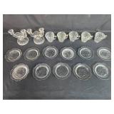 Vintage Clear Depression Glass Serving Set with Floral Design - Plates, Cups, and Candle Holders - "Iris" Vintage Clear Depression Glass Serving Set with Floral Design - Plates, Cups, and Candle Holders - "Iris"