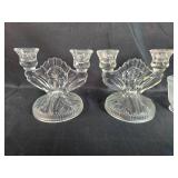 Vintage Clear Depression Glass Serving Set with Floral Design - Plates, Cups, and Candle Holders - "Iris" Vintage Clear Depression Glass Serving Set with Floral Design - Plates, Cups, and Candle Holders - "Iris"