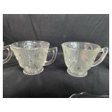 Vintage Clear Depression Glass Serving Set with Floral Design - Plates, Cups, and Candle Holders - "Iris" Vintage Clear Depression Glass Serving Set with Floral Design - Plates, Cups, and Candle Holders - "Iris"