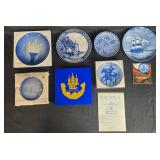 Collection of Blue and White Porcelain Collector Plates Inc Bing & Grondahl, Royal Copenhagen, Royale Blue Winter China, Decor Danmark, and Porsgrund Collection of Blue and White Porcelain Collector Plates Inc Bing & Grondahl, Royal Copenhagen, Royale Blue Winter China, Decor Danmark, and Porsgrund
