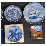Collection of Blue and White Porcelain Collector Plates Inc Bing & Grondahl, Royal Copenhagen, Royale Blue Winter China, Decor Danmark, and Porsgrund Collection of Blue and White Porcelain Collector Plates Inc Bing & Grondahl, Royal Copenhagen, Royale Blue Winter China, Decor Danmark, and Porsgrund
