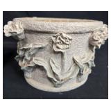 Collection of 3 Decorative Garden Items Planters and Painted Stone Collection of 3 Decorative Garden Items Planters and Painted Stone