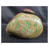 Collection of 3 Decorative Garden Items Planters and Painted Stone Collection of 3 Decorative Garden Items Planters and Painted Stone