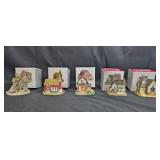 Set of 5 Cottages Miniature Collectible Houses with Boxes - Americana Collection Set of 5 Cottages Miniature Collectible Houses with Boxes - Americana Collection