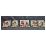 Set of 6 International Resourcing Services Miniature Village Buildings with Boxes Set of 6 International Resourcing Services Miniature Village Buildings with Boxes