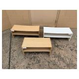 Lot of 3 Wood Display Shelves Assorted Sizes Lot of 3 Wood Display Shelves Assorted Sizes