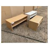 Lot of 3 Wood Display Shelves Assorted Sizes Lot of 3 Wood Display Shelves Assorted Sizes