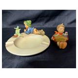 Hummel Goebel Figurine and Ashtray Set with Boy and Animal Motifs Hummel Goebel Figurine and Ashtray Set with Boy and Animal Motifs