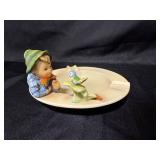 Hummel Goebel Figurine and Ashtray Set with Boy and Animal Motifs Hummel Goebel Figurine and Ashtray Set with Boy and Animal Motifs