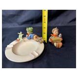 Hummel Goebel Figurine and Ashtray Set with Boy and Animal Motifs Hummel Goebel Figurine and Ashtray Set with Boy and Animal Motifs