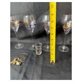 Set of Painted Wine Glasses with Shot Glass and Wine Charms Set of Painted Wine Glasses with Shot Glass and Wine Charms