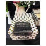 Set of Faux Floral Arrangements and Decorative Photo Storage Boxes Set of Faux Floral Arrangements and Decorative Photo Storage Boxes