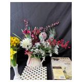 Set of Faux Floral Arrangements and Decorative Photo Storage Boxes Set of Faux Floral Arrangements and Decorative Photo Storage Boxes