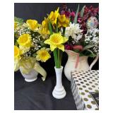 Set of Faux Floral Arrangements and Decorative Photo Storage Boxes Set of Faux Floral Arrangements and Decorative Photo Storage Boxes