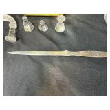 Waterford Crystal Letter Opener with Box, Glass Display Cabinet, and Crystal Figurines Collection Waterford Crystal Letter Opener with Box, Glass Display Cabinet, and Crystal Figurines Collection