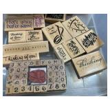 Collection of Wood Mounted Rubber Stamps - Get Well, Thank You, Thinking of You - drawer not inc Collection of Wood Mounted Rubber Stamps - Get Well, Thank You, Thinking of You - drawer not inc