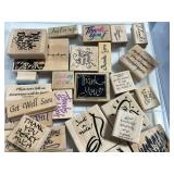 Collection of Wood Mounted Rubber Stamps - Get Well, Thank You, Thinking of You - drawer not inc Collection of Wood Mounted Rubber Stamps - Get Well, Thank You, Thinking of You - drawer not inc