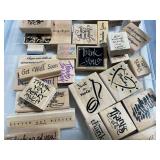Collection of Wood Mounted Rubber Stamps - Get Well, Thank You, Thinking of You - drawer not inc Collection of Wood Mounted Rubber Stamps - Get Well, Thank You, Thinking of You - drawer not inc